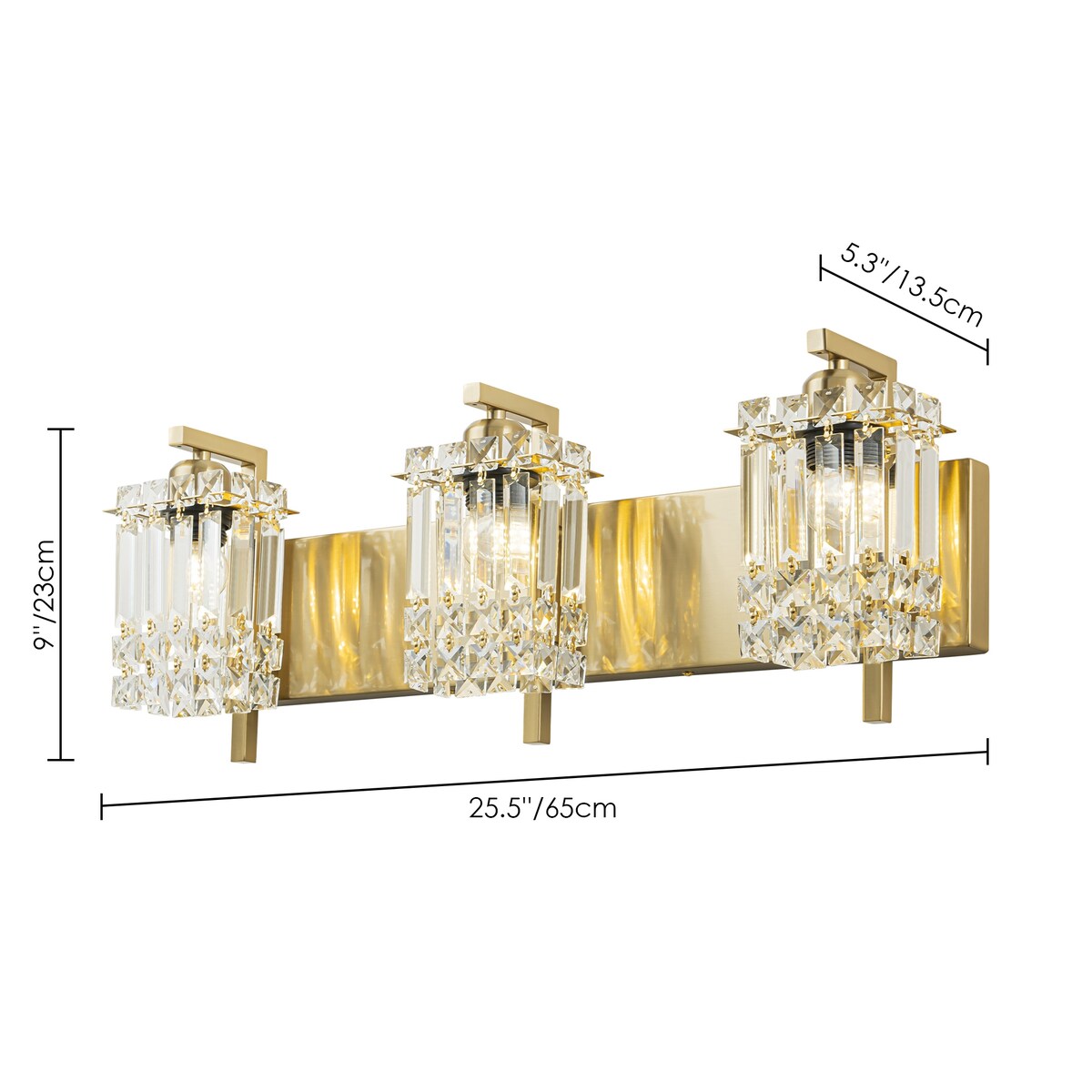 Appliques murales en cristal à 3 lumières pour salle de bain, style moderne et glamour