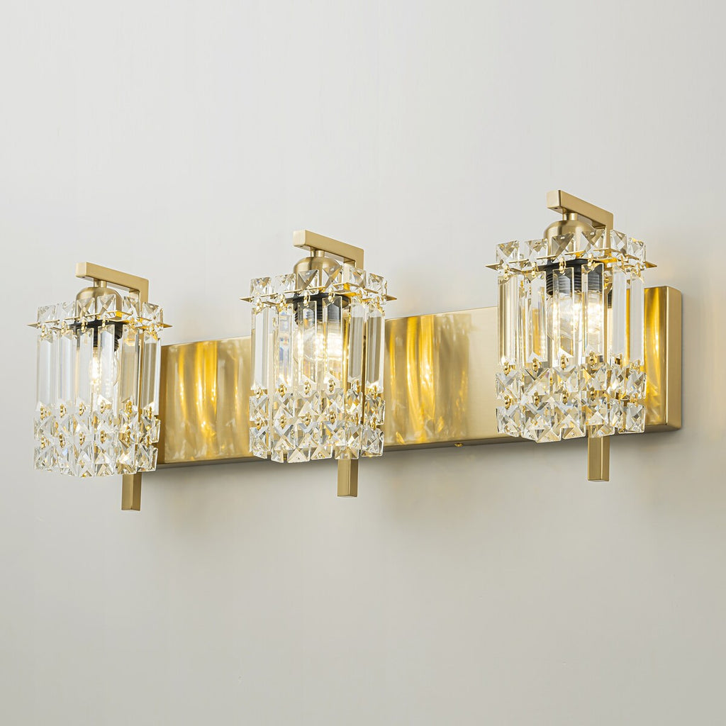 Appliques murales en cristal à 3 lumières pour salle de bain, style moderne et glamour