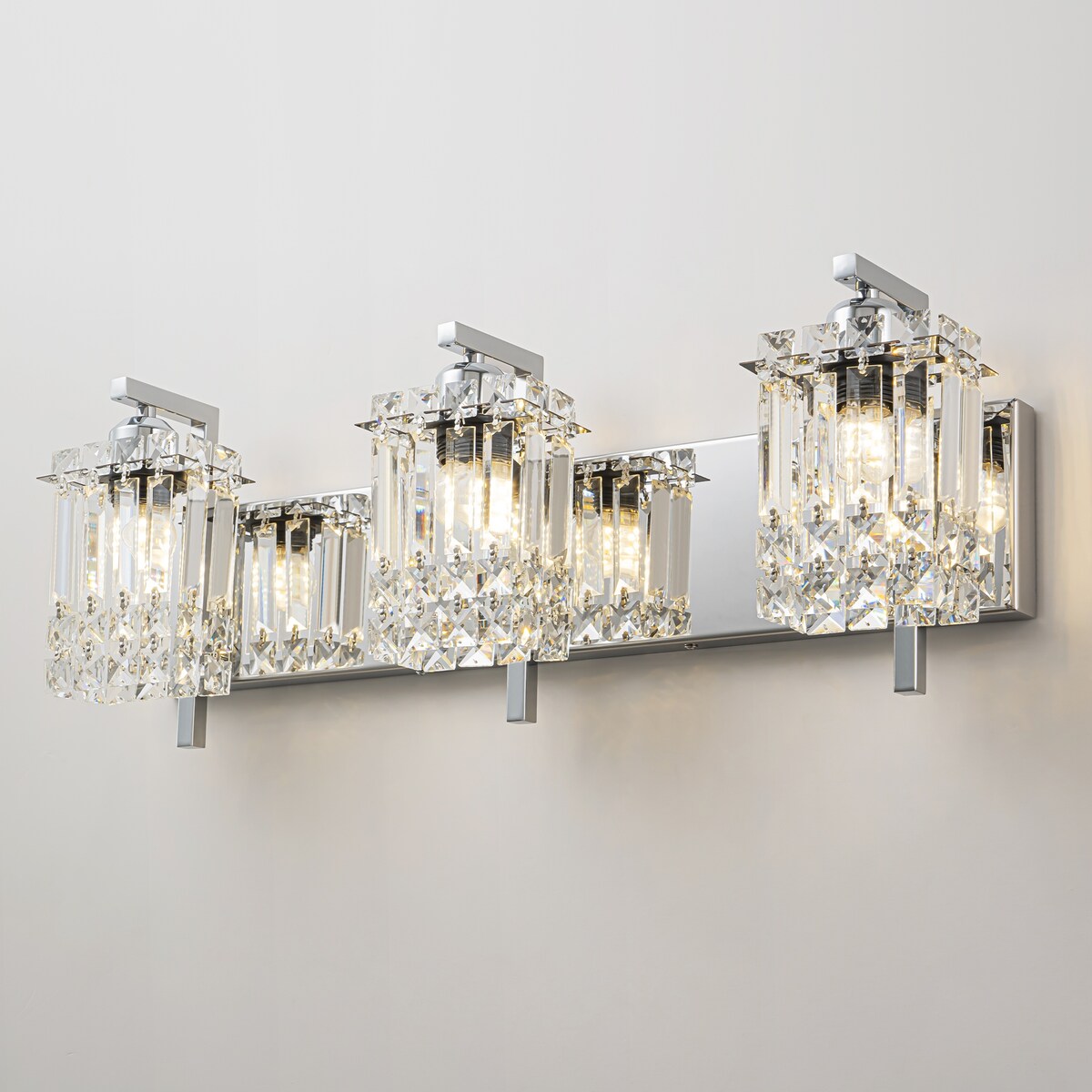 Appliques murales en cristal à 3 lumières pour salle de bain, style moderne et glamour