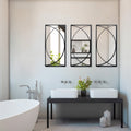 Lot de 3 miroirs muraux rectangulaires en métal noir - 31,9 H x 15,75 L x 0,75 P