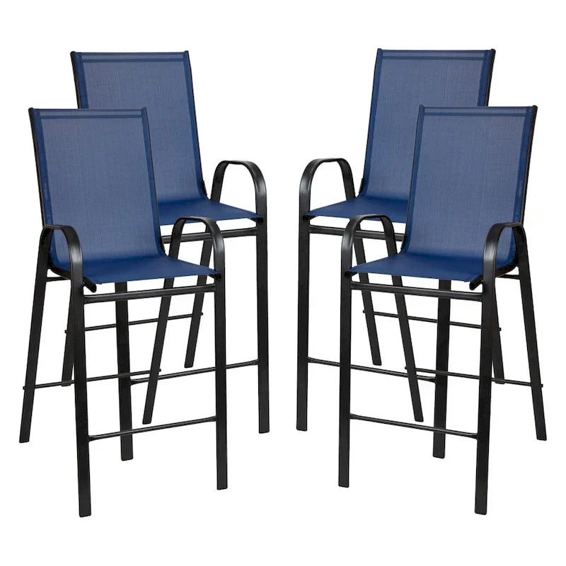 Lot de 4 tabourets de bar d'extérieur avec matériau Flex Comfort - Tabouret de terrasse