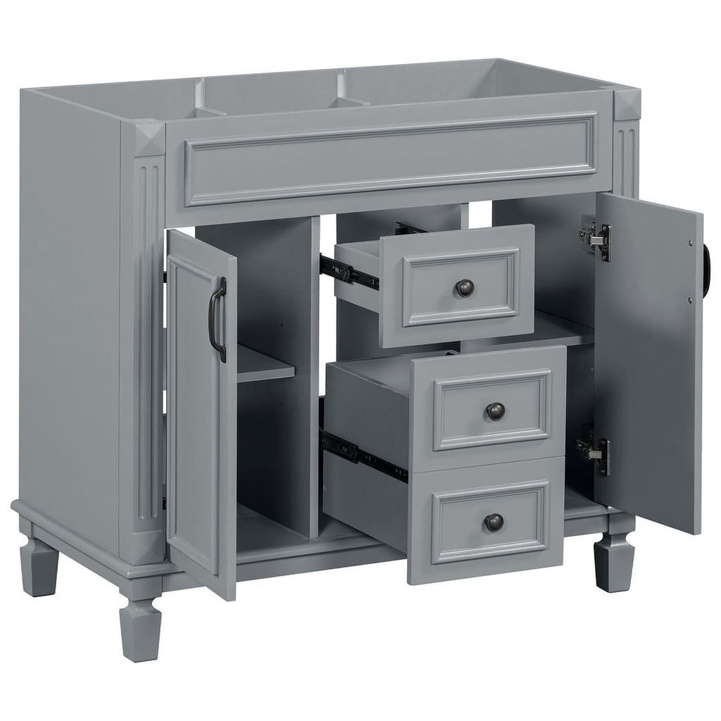 Meuble-lavabo de salle de bain moderne de 91 cm avec lavabo et armoire de toilette, 2 portes et 2 tiroirs