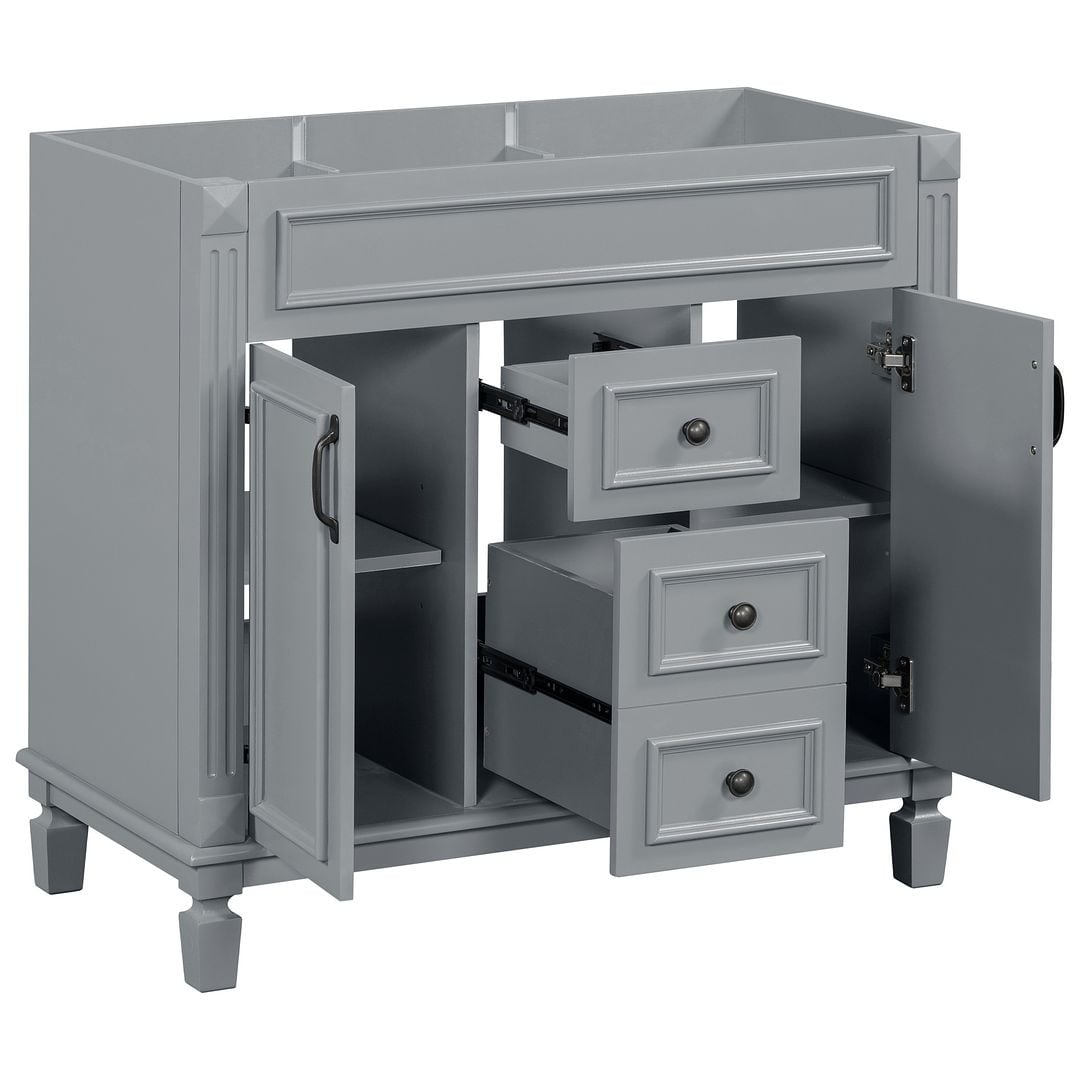 Meuble-lavabo de salle de bain moderne de 91 cm avec lavabo et armoire de toilette, 2 portes et 2 tiroirs
