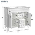 Meuble-lavabo de salle de bain moderne de 91 cm avec lavabo et armoire de toilette, 2 portes et 2 tiroirs