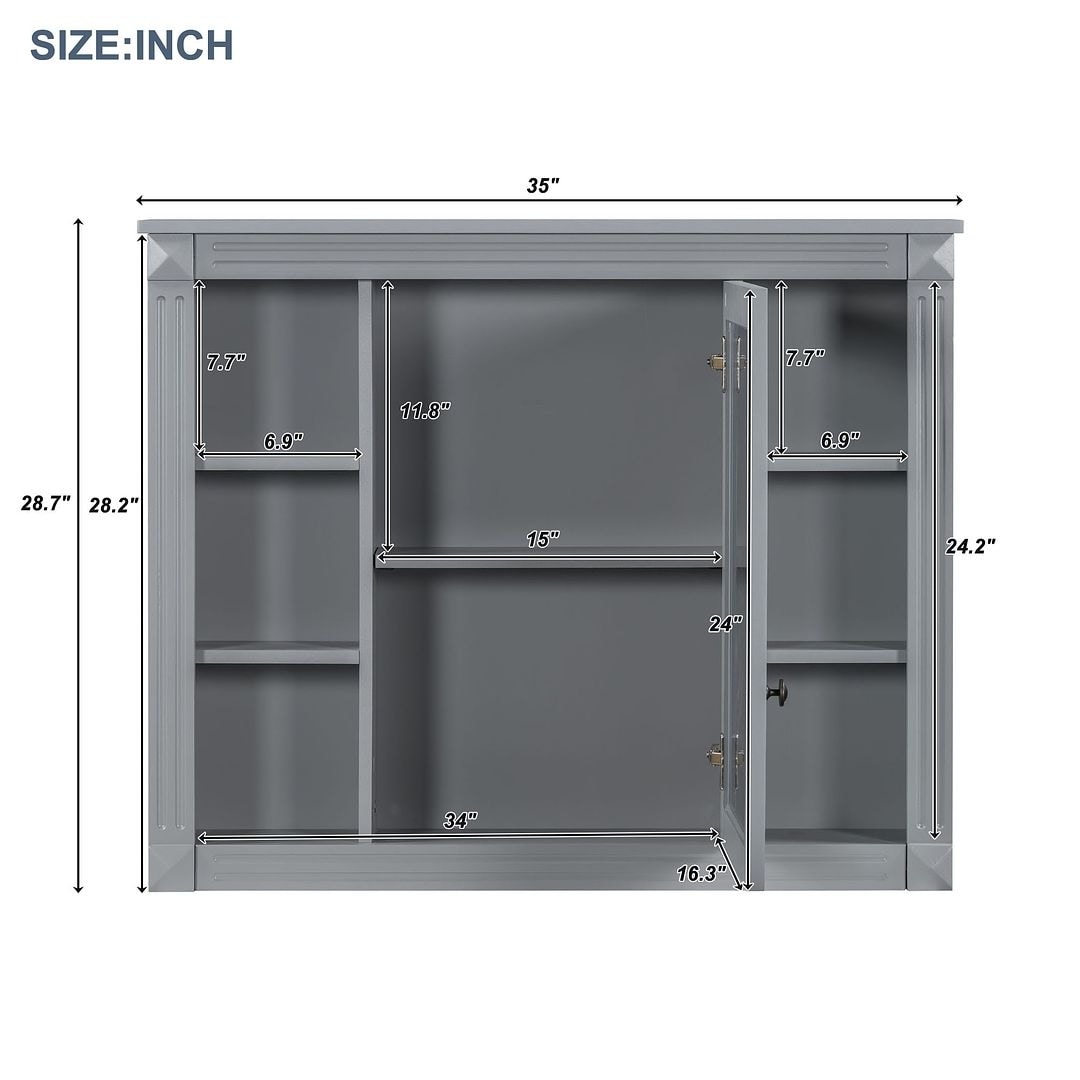 Meuble-lavabo de salle de bain moderne de 91 cm avec lavabo et armoire de toilette, 2 portes et 2 tiroirs