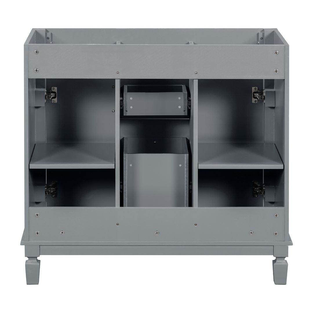 Meuble-lavabo de salle de bain moderne de 91 cm avec lavabo et armoire de toilette, 2 portes et 2 tiroirs