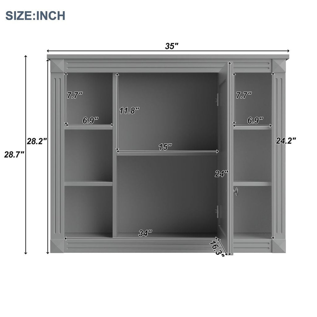 Meuble-lavabo de salle de bain moderne de 91 cm avec lavabo et armoire de toilette, 2 portes et 2 tiroirs