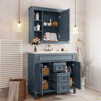 Meuble-lavabo de salle de bain moderne de 91 cm avec lavabo et armoire de toilette, 2 portes et 2 tiroirs