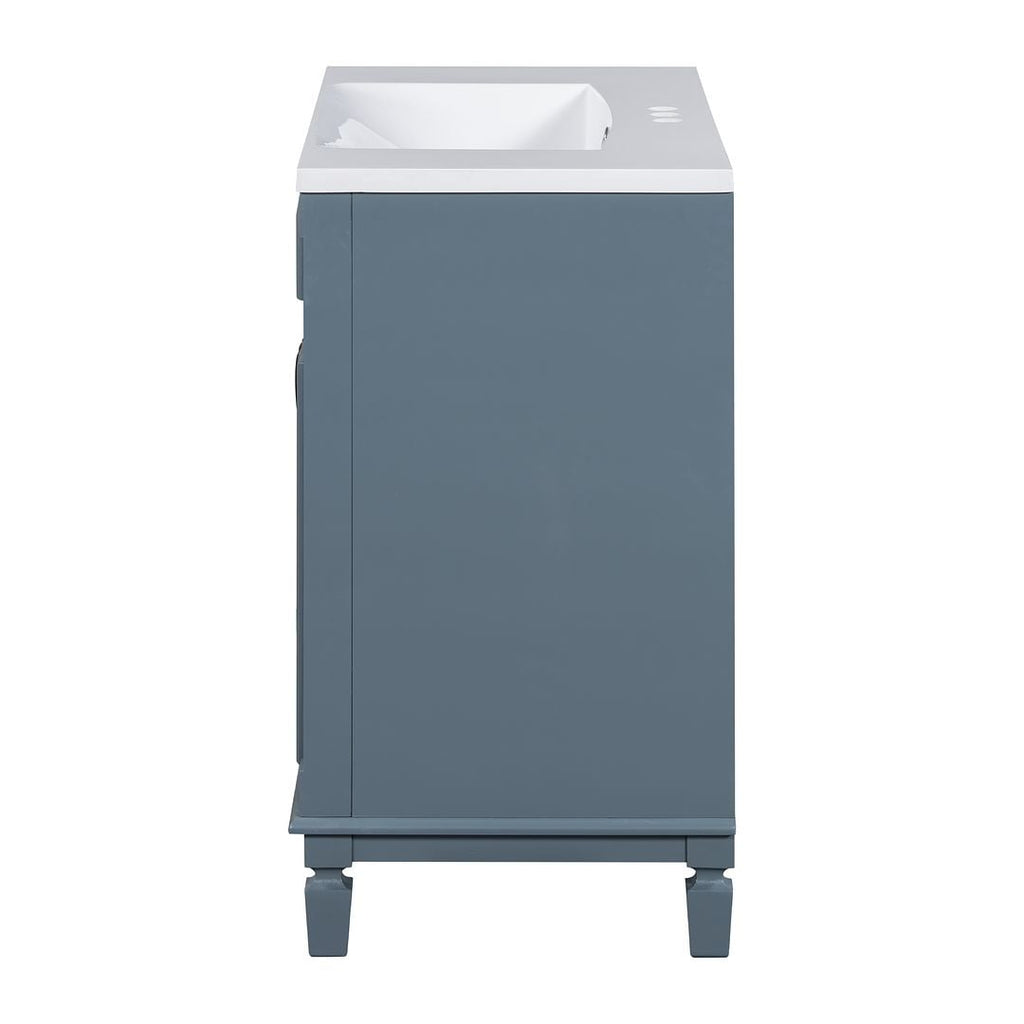Meuble-lavabo de salle de bain moderne de 91 cm avec lavabo et armoire de toilette, 2 portes et 2 tiroirs