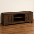 Meuble TV rectangulaire en bois avec portes et étagères marron 150x40x50cm