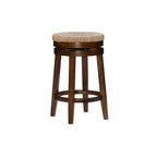 Tabouret de comptoir pivotant sans dossier Maya avec assise en jonc de mer