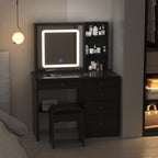 Coiffeuse de 99 cm de large avec tabouret et miroir
