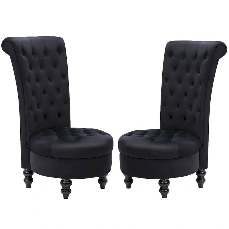 AVAWING Lot de 2 chaises de trône royales rembourrées et pieds en bois d'hévéa