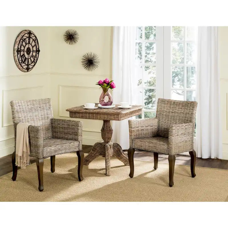 Chaise de salle à manger naturelle Alearda de SAFAVIEH (Lot de 2) - 23 x 24.4 x 34 - 23L x 24P x 34H
