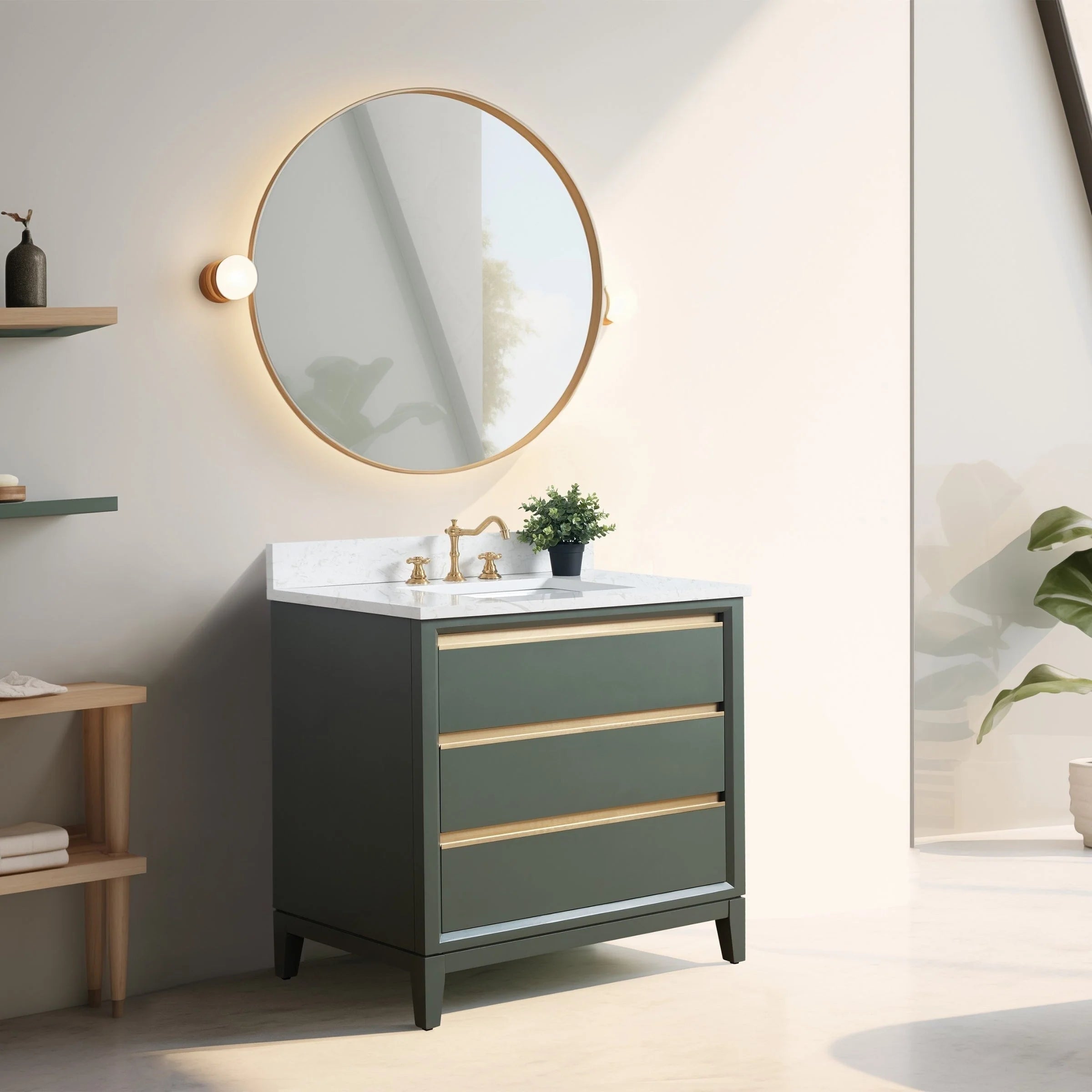 Meuble-lavabo Vanity Art avec évier en céramique et dessus en marbre reconstitué
