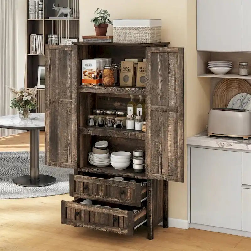 64 Armoire de cuisine haute avec 2 tiroirs et portes