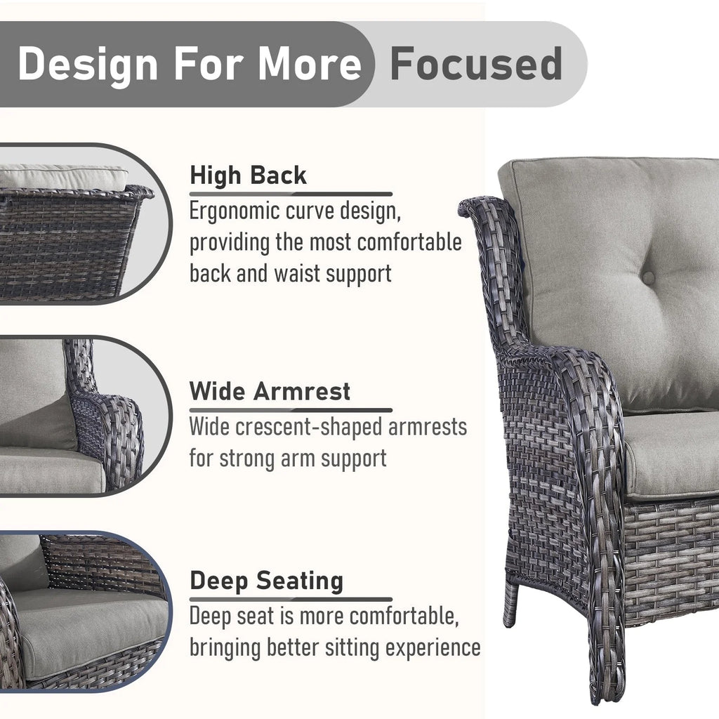 Gymojoy Canapé d'extérieur deux places en rotin Wicker Sofa Set