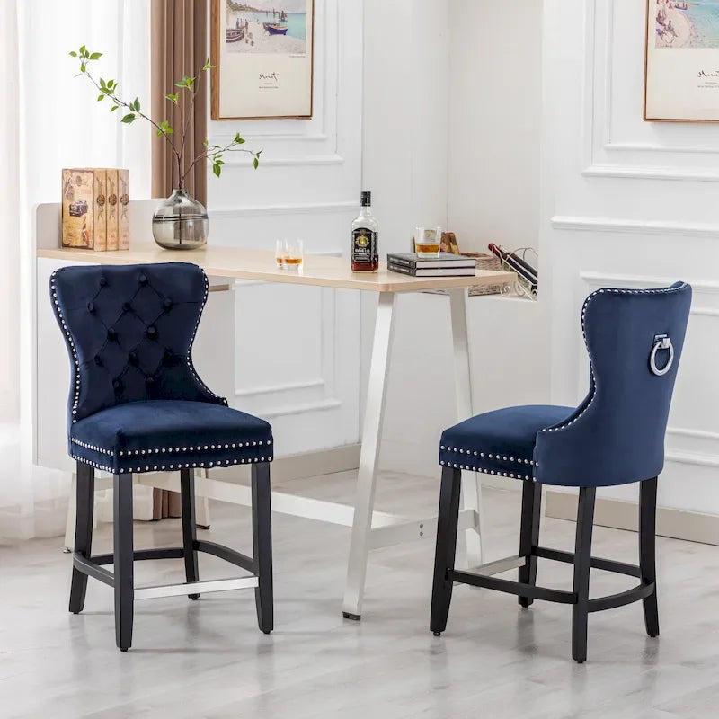 Tabouret de comptoir Carter 24 Wingback Tufted Nailhead (lot de 2)