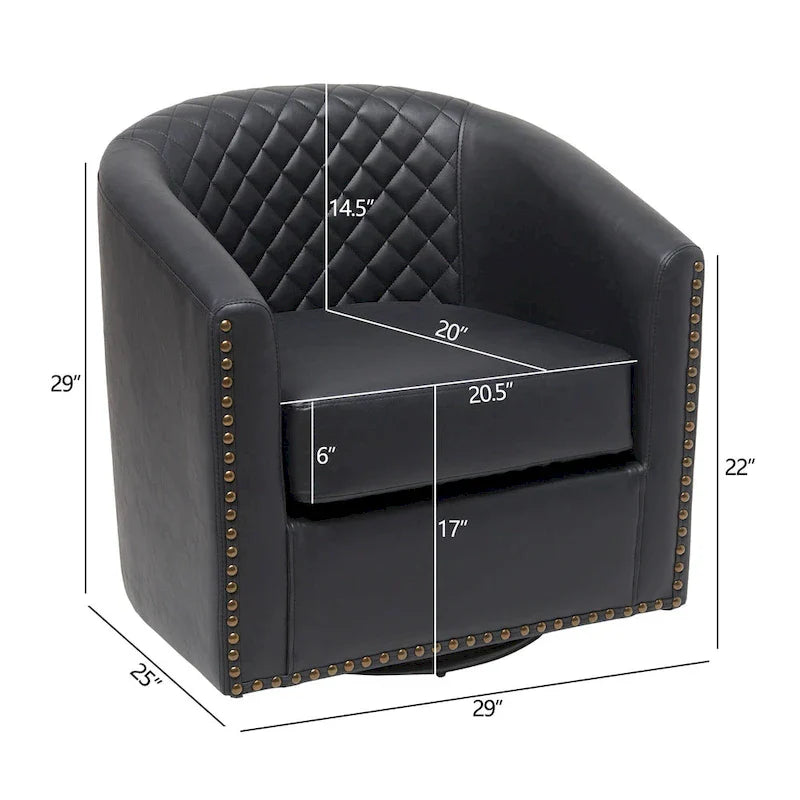 Fauteuil à barillet pivotant en cuir PU touffeté KINWELL 29