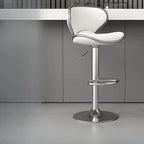 Tabouret de bar réglable pivotant à coussin en cuir