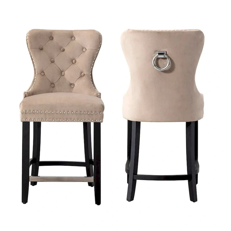Tabouret de comptoir Carter 24 Wingback Tufted Nailhead (lot de 2)