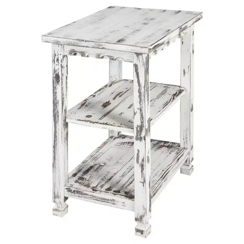 Table d'appoint en bois à 2 étagères Country Cottage, finition antique - Alaterre Furniture