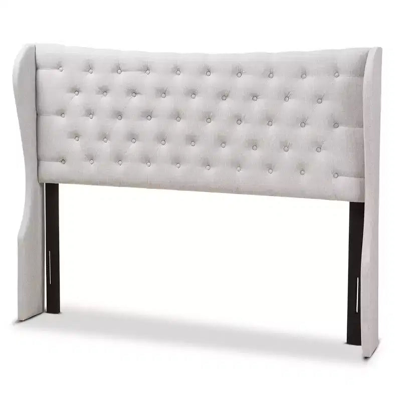 Cadence Modern and Contemporary Fabric Button Tufted Winged Headboard Gray - Baxton Studio