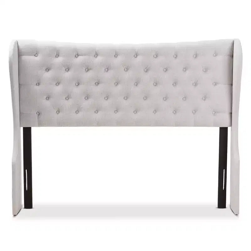 Tête de lit Cadence moderne et contemporaine avec oreilles et boutons touffetés en tissu gris - Baxton Studio