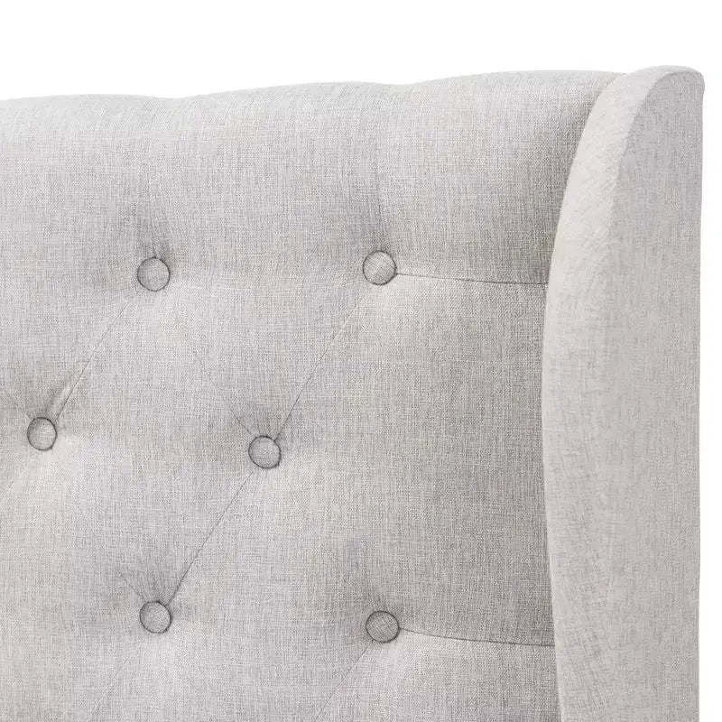 Tête de lit Cadence moderne et contemporaine avec oreilles et boutons touffetés en tissu gris - Baxton Studio
