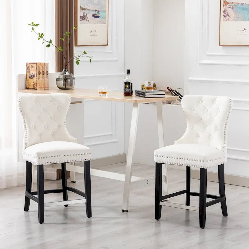 Tabouret de comptoir Carter 24 Wingback Tufted Nailhead (lot de 2)