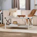 Table basse Sophie Rustic Industrial à piètement X - Saracina Home