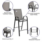 Lot de 4 tabourets de bar d'extérieur avec matériau Flex Comfort - Tabouret de terrasse