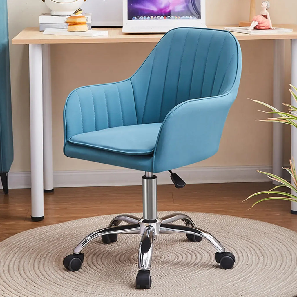 Chaise de bureau pivotante en cuir gris élégant
