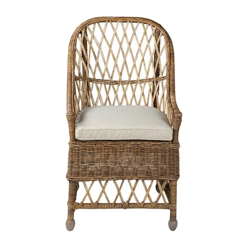 Chaise de salle à manger capitonnée en rotin curviligne Bayside par East at Main - 22x23x39