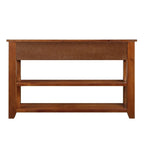 Console en bois avec 3 tiroirs de rangement et 2 étagères