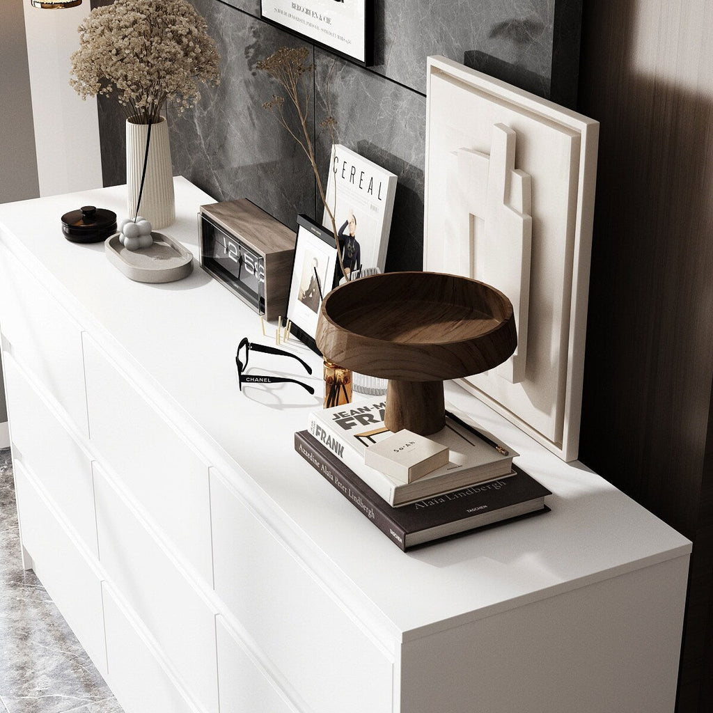 Commode à 9 tiroirs de 63 W, commode d'appoint pour salon, chambre à coucher
