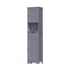 Meuble de rangement haut de salle de bain étroit de 170 cm, armoire autoportante en bois massif à 5 niveaux