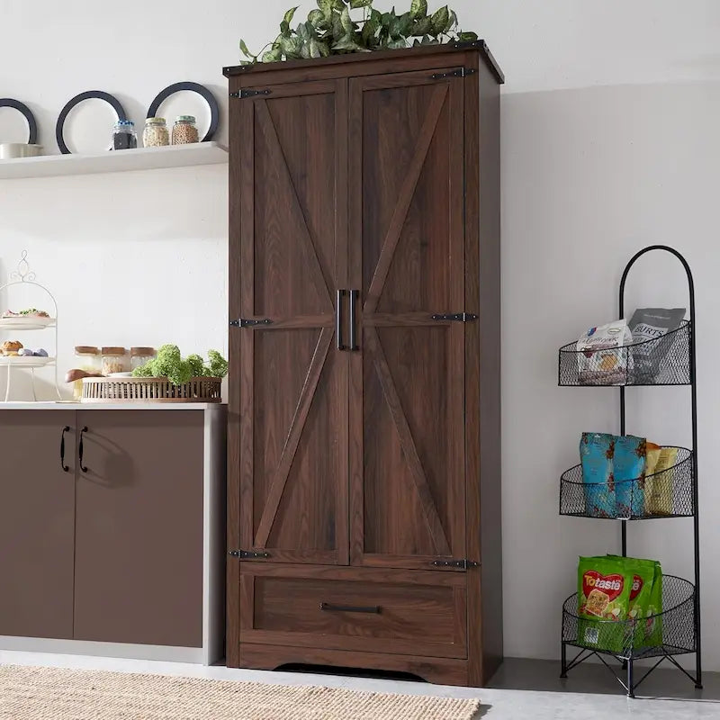 Meuble de garde-manger de cuisine de ferme, armoires de rangement en bois