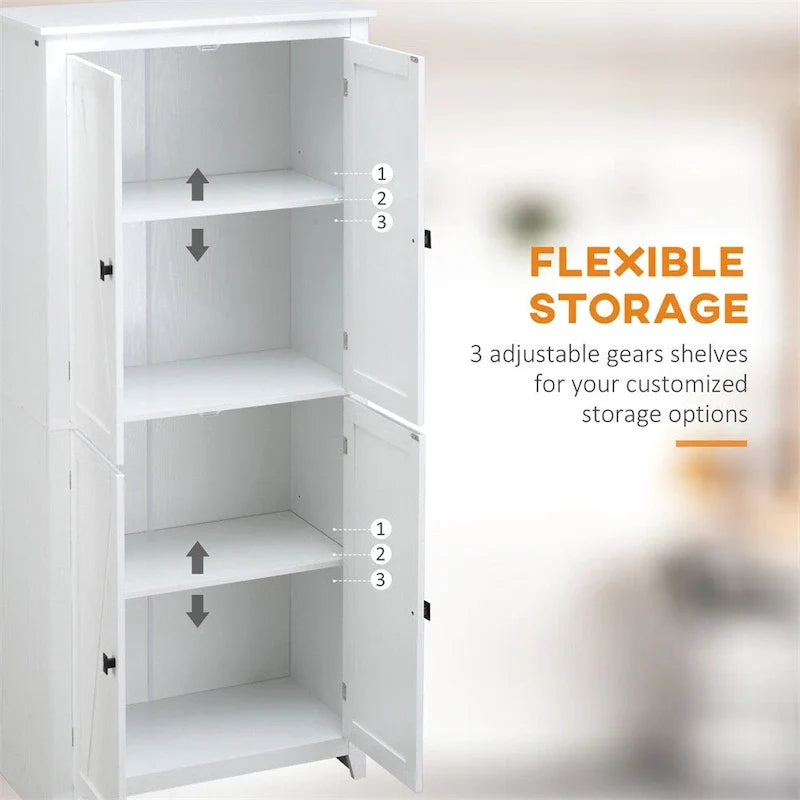 Meuble de Rangement de Cuisine Autoportant avec Portes et Étagères Réglables - S/O