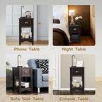 Gymax Lot de 2 Tables d'appoint Contemporaines Compactes avec Tiroir - 13" X 22" X 23" (L x l x H)