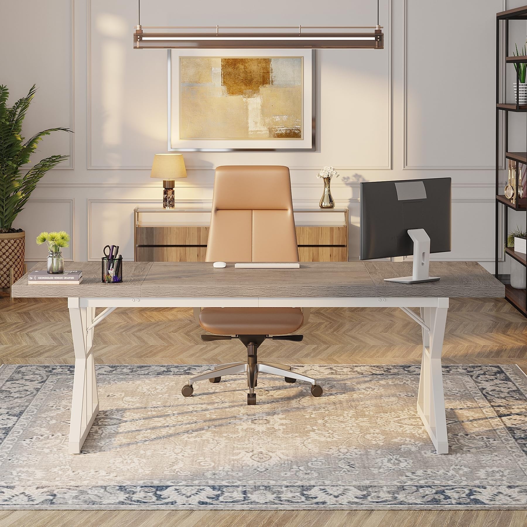 Bureau de direction de 70,8 pouces, grande station de travail de bureau d'ordinateur
