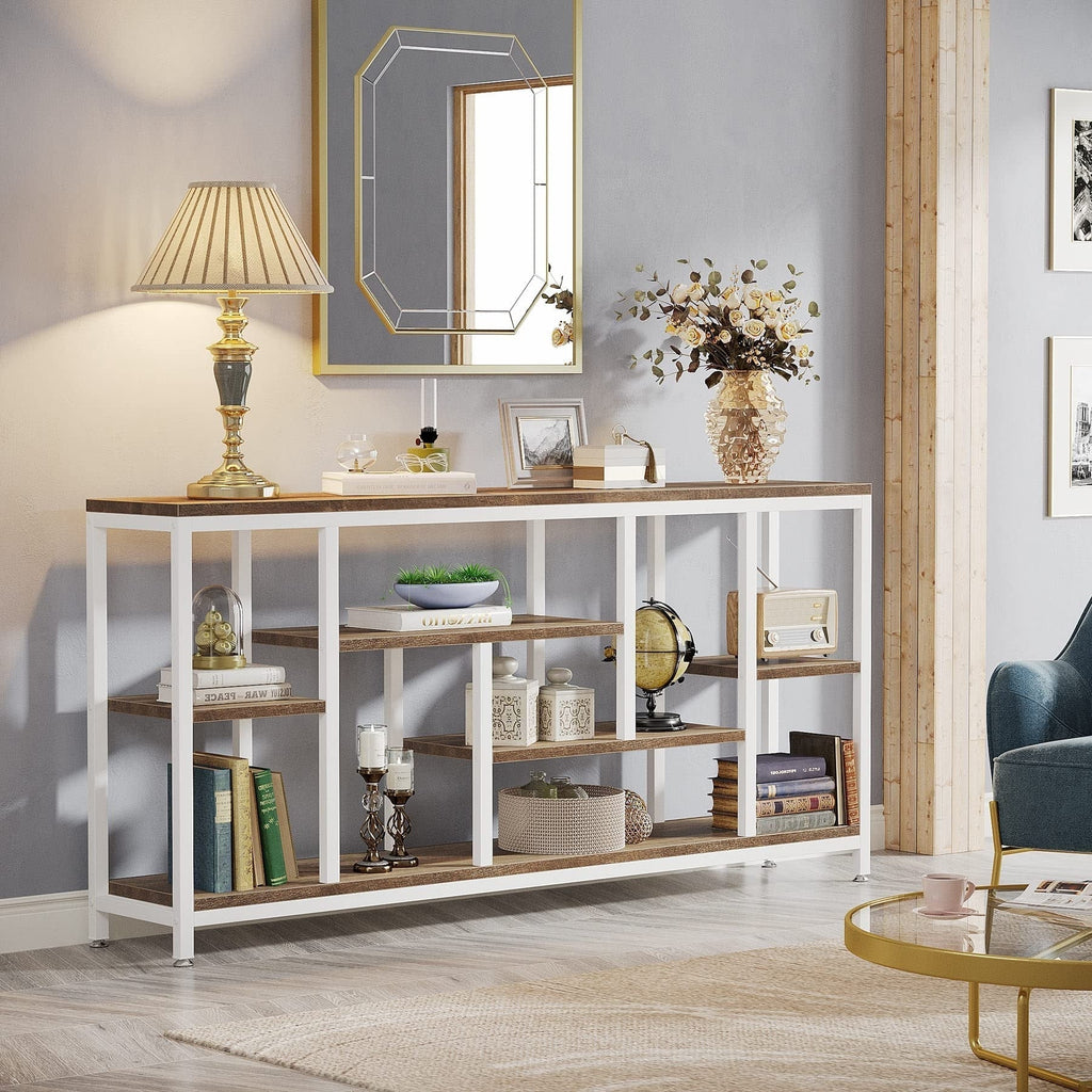 Console extensible de 70,9 pouces avec rangement, table d'entrée à 3 niveaux pour couloir