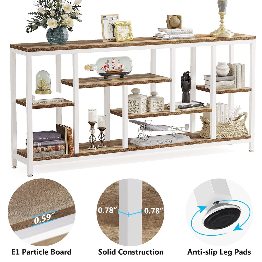 Console extensible de 70,9 pouces avec rangement, table d'entrée à 3 niveaux pour couloir