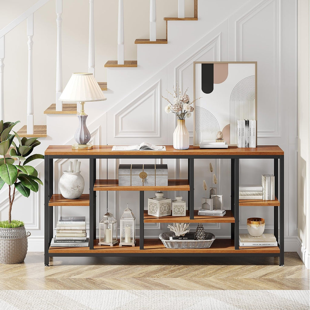Console extensible de 70,9 pouces avec rangement, table d'entrée à 3 niveaux pour couloir