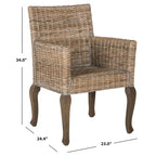 Chaise de salle à manger naturelle Alearda de SAFAVIEH (Lot de 2) - 23 x 24.4 x 34 - 23L x 24P x 34H