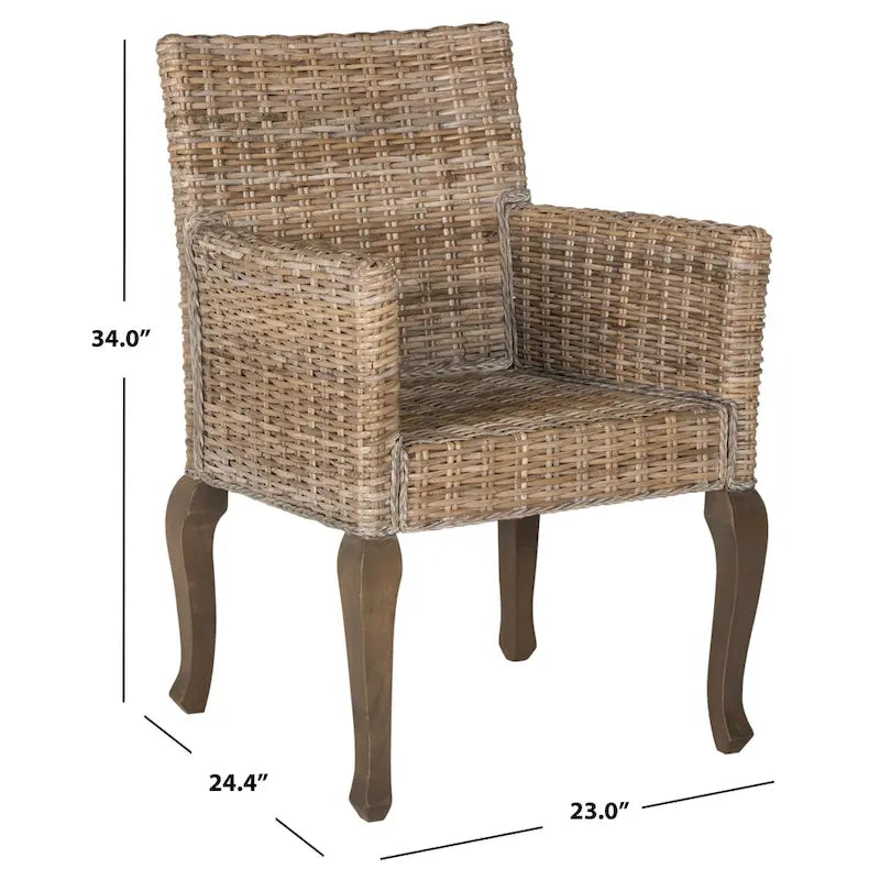 Chaise de salle à manger naturelle Alearda de SAFAVIEH (Lot de 2) - 23 x 24.4 x 34 - 23L x 24P x 34H
