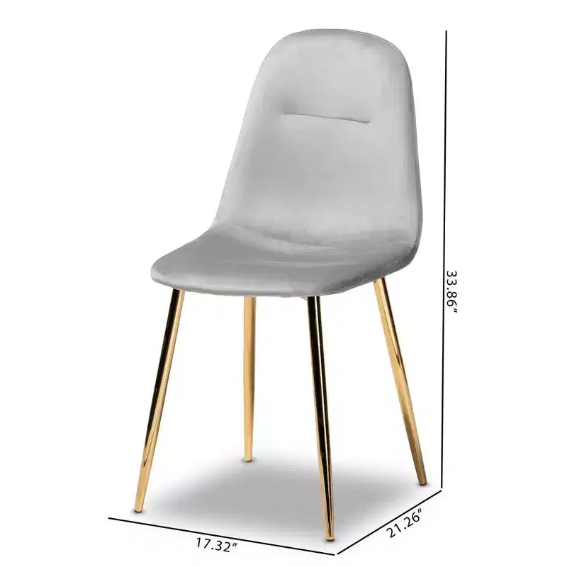 Lot de 4 chaises de salle à manger en métal et velours Elyse - Baxton Studio