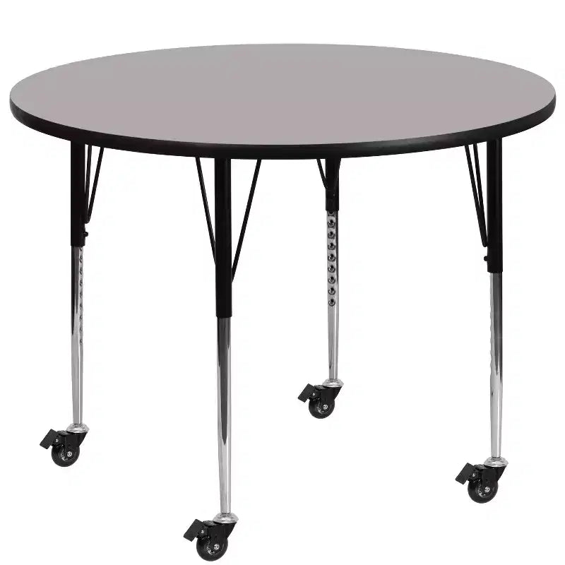 Flash Furniture Mobile 42'' Round HP Laminate Activity Table - Standard Height Adjustable Legs
