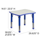 Flash Furniture 21,875 po (L) x 26,625 po (l) Table d'activités rectangulaire en plastique à hauteur réglable
