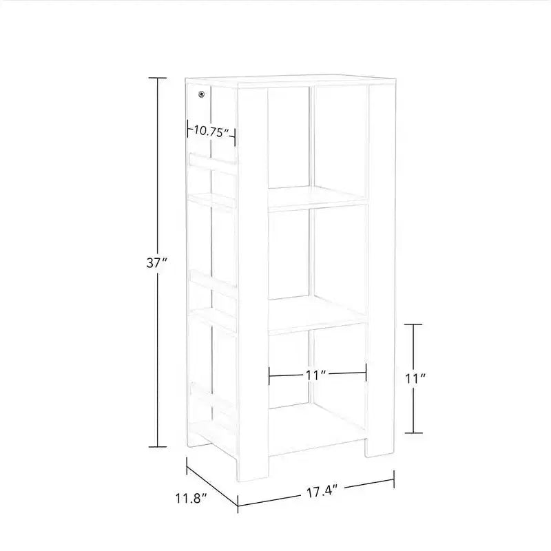 Tour de rangement pour livres et jouets RiverRidge Kids avec 3 casiers et 6 étagères à livres, blanc avec 2 bacs en tissu